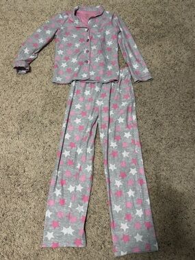 Sleep On It Grey, Pink & White Star Fleece Pajama Set